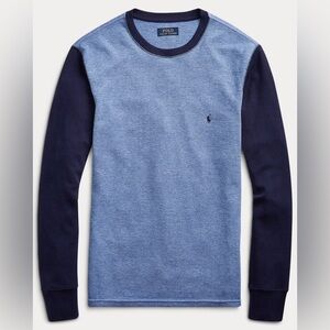 Polo by Ralph Lauren Blue Long Sleeve Waffle-Knit Crewneck